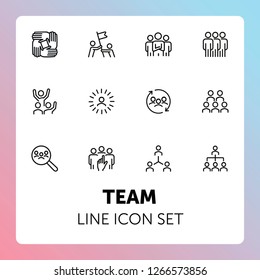 Team line icon set. Staff, success, personnel selection. Teamwork concept. Can be used for topics like friendship, collaboration, working together