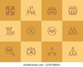 Team line icon set. Staff, success, personnel selection. Teamwork concept. Can be used for topics like friendship, collaboration, working together