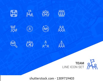 Team line icon set. Staff, success, personnel selection. Teamwork concept. Can be used for topics like friendship, collaboration, working together