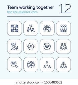Team line icon set. Staff, success, personnel selection. Teamwork concept. Can be used for topics like friendship, collaboration, working together