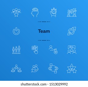 Team line icon set. Staff, workers, employees, people. Business concept. Can be used for topics like teamwork, human resource, employee rate