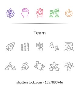 Team line icon set. Staff, workers, employees, people. Business concept. Can be used for topics like teamwork, human resource, employee rate