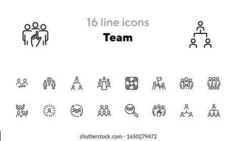 Team line icon set. Staff, success, personnel selection. Teamwork concept. Can be used for topics like friendship, collaboration, working together