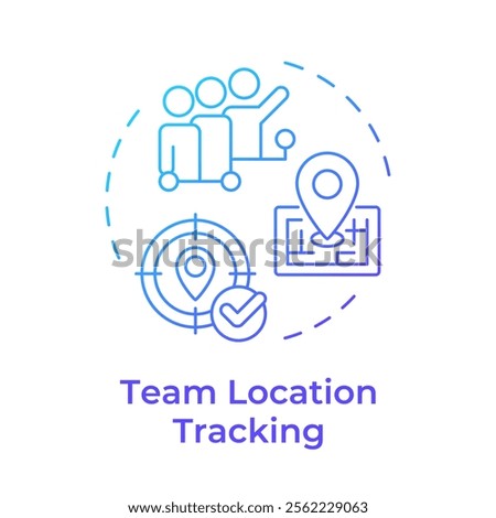 Team location blue gradient concept icon. Real-time tracking and monitoring. Field service management. Round shape line illustration. Abstract idea. Graphic design. Easy to use in article