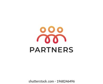 Team logo. Creative three people icon. Community, partners, group, startup or teamwork symbol. Abstract vector illustration.