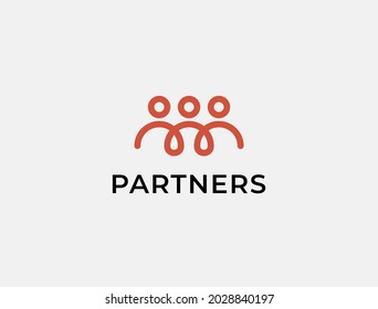 Team logo. Creative three people icon. Community, partners, group, startup or teamwork symbol. Abstract vector illustration.