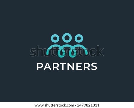 Team logo. Creative three people icon. Community, partners, group, startup or teamwork symbol. Abstract vector illustration.