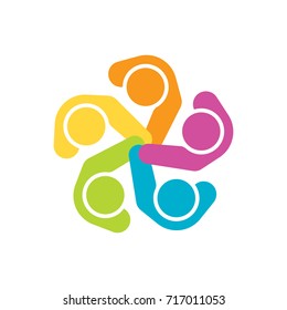 Team logo, Teamwork hold hands Togetherness Collaboration Concept vector illustration isolated on white background