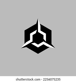 Team logo vector design concept. Dynamic Hexagon logotype. Creative geometric emblem.