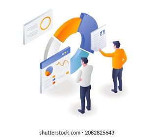 The team is looking at the analytic data pie graph