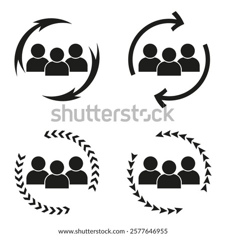 Team loop icon. People synergy shape. Vector group refresh. Community arrow sign.