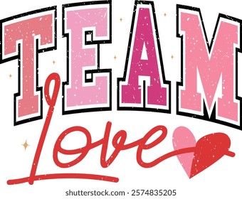 Team Love - Happy Valentine's day T-shirt Design, Valentine Varsity T-shirt design, Retro Valentine, retro Varsity, Love Heart Vector file, boho varsity, boho design