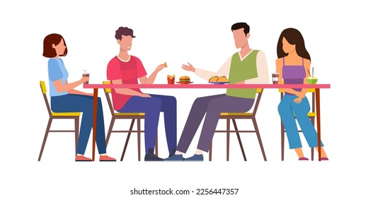 Team lunch at office, tea break at office, sharing food items with your colleague, break time in the office, How to spend free time at office?, two couples having their meal together, employees talkin