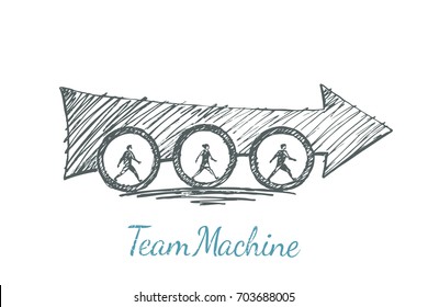 Team machine. Vector business concept hand drawn sketch.