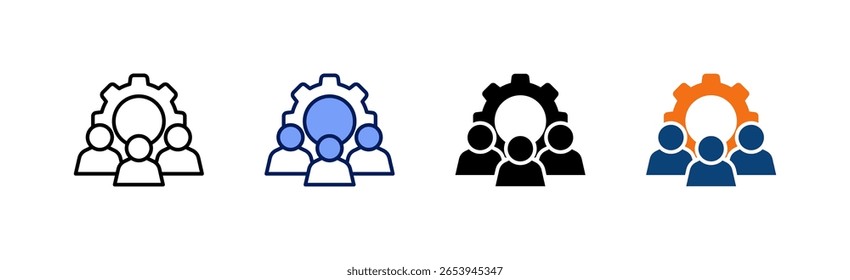 Team Management All In One Icon Multi Styles Vector Set