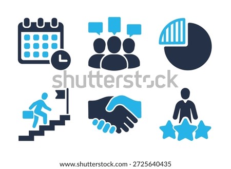 Team Management and Collaboration icon set. Solid glyph series icons