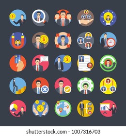Team Management Flat Icons Set 
