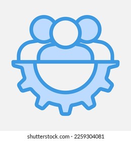 Icono de administración de equipo en azul, uso para presentación de aplicaciones móviles del sitio web