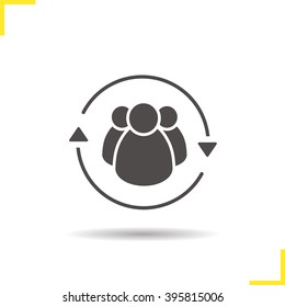 Team management icon. Drop shadow employees silhouette symbol. Company workers. Personnel. Staff turnover. Vector isolated illustration