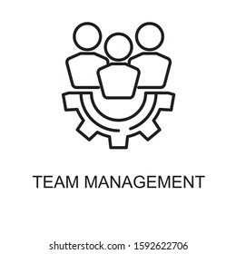 Team management icon with outline style. Team management concept vector illustration with simple black line design 