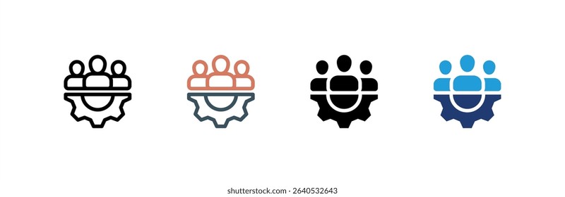 Team Management icon set multiple style collection. Vector illustration.