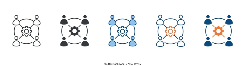 Conjunto de iconos de administración de Equipos Colección de estilos múltiples