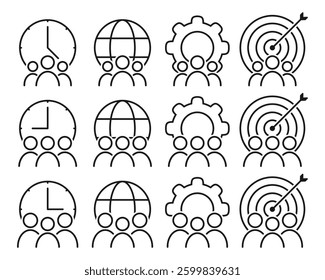 Team management, leadership icon. Progress group symbol. Illustration vector