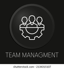 Control de equipo icono de línea vectorial mínima en botón 3D aislado en fondo negro. Vector Premium.