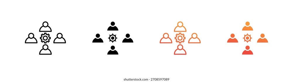 Vector de conjunto de iconos de estilo múltiple de administración de Equipos