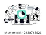Team management. Vector illustration for web banner, social media banner, business presentation, marketing material.