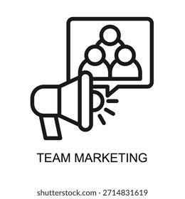 Ilustración vectorial de línea de ícono de marketing de Equipo