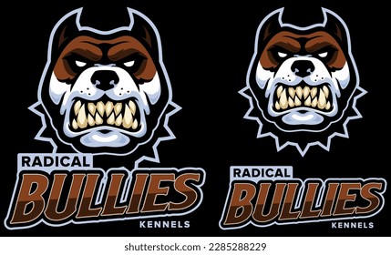 Team mascot illustration with fierce pitbull terrier dog.