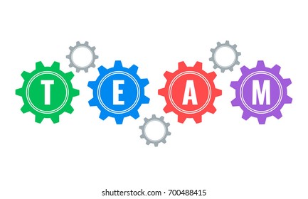 team mechanism with invisible parts, teamwork concept