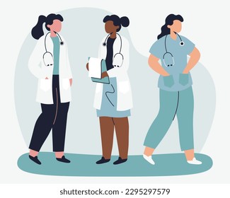 Team of medical professionals doctor nurse in illustration