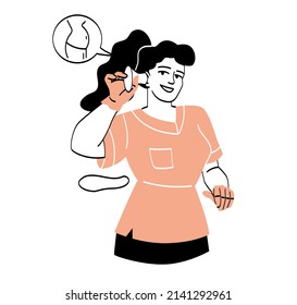 Team of medical professionals. Girl with listening device. Doctor or nurse listens to baby. Pregnancy and expectant mothers, maternity hospital professional. Cartoon flat vector illustration