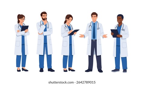 Team of Medical Professionals Offering Expertise and Quality Healthcare with Stethoscopes and Charts