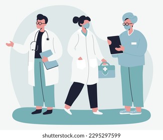 Team of medical specialists doctor with medical card