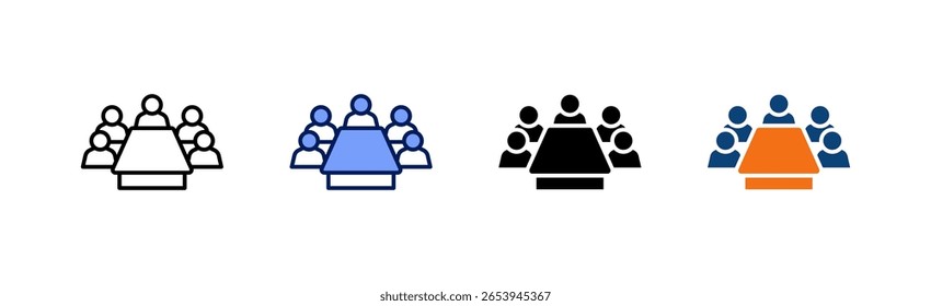 Team Meeting All In One Icon Multi Styles Vector Set