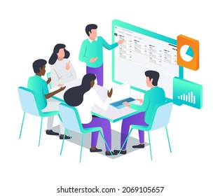 The team is in a meeting and discussion 