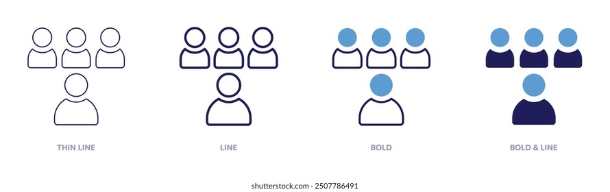 Team meeting icon in 4 different styles. Thin Line, Line, Bold, and Bold Line. Duotone style. Editable stroke.