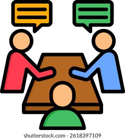 Team Meeting Icon Lineal Color Vector Illustration
