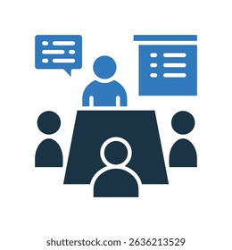 Team Meeting Icon Mixed Vector Illustration
