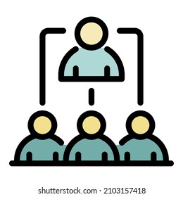Team meeting icon. Outline team meeting vector icon color flat isolated