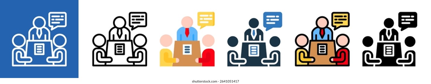 Team Meeting multiple icon style vector illustration
