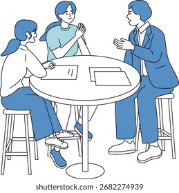 Teambesprechung am runden Tisch