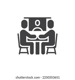 Team meeting vector icon. filled flat sign for mobile concept and web design. Presentation conference glyph icon. Symbol, logo illustration. Vector graphics