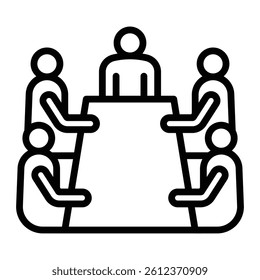 Team Meeting Vector Line Icon Design