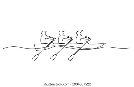 Team member rowing boat