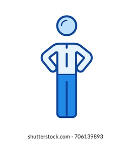 Team member vector line icon isolated on white background. Team member line icon for infographic, website or app. Blue icon designed on a grid system.