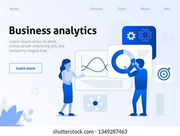 Team Metaphor Business Analytics Flat Template. Office People Interacting and Working Process. Risk Management and Finding Solution Concept. Banner Vector Illustration for Company Landing Page